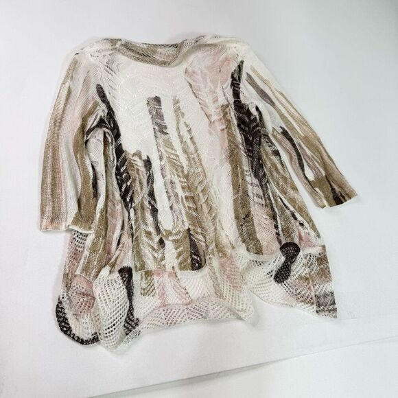 Mona Leah Couture Cardigan Sweater Womens Medium White Open Coastal - Picture 7 of 8